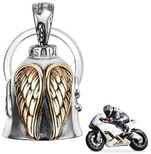 Guardian Bell Biker Bell, Campanello portafortuna per motociclisti, Campanello da motociclista, in acciaio inox, accessorio per campana da moto, portachiavi per benedizione della pace