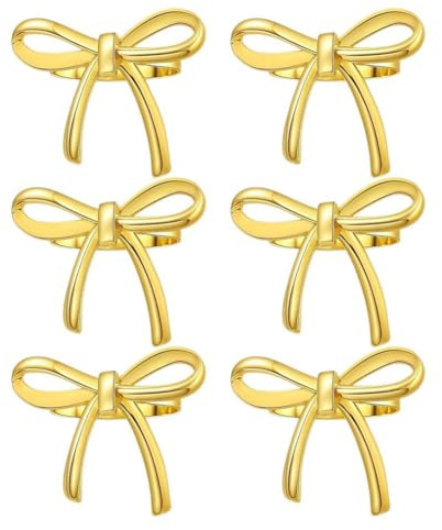 Opatiny Serviettenringe mit Goldener Schleife, 6 Stück, Metall Schmetterling Serviettenhalter mit elegantem Legierungsdesign für Hochzeitsempfänge, Dinnerpartys und Festliche Tischdekoration