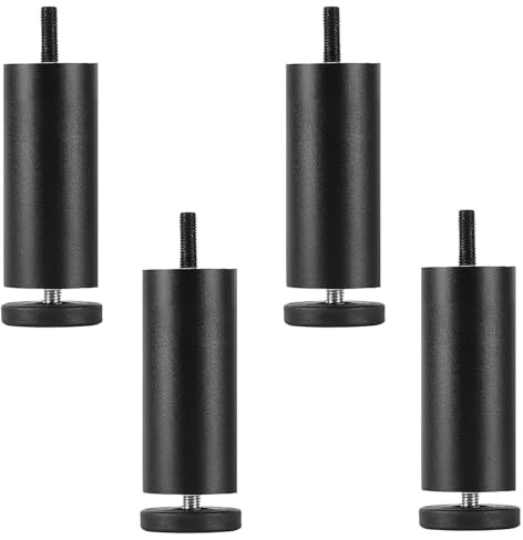 LWLWA Möbelfüsse, Aluminiumlegierung Standfüße Sofa, 12 cm, 4 Stück | Bett Füße, Höhenverstellbar 0–8 mm, Möbelfüße Schwarz, für Sofa, Schreibtisch, Kleiderschrank, Schrank