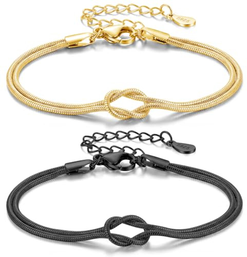 2 Stück Freundschaftsarmbänder Knoten Armband Damen, Partner Armbänder