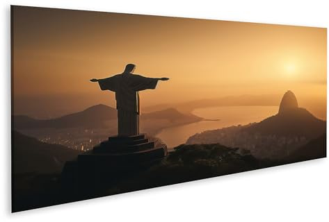 islandburner Bild auf Leinwand Jesus Statue Rio De Janeiro - Leinwand 120x40cm - Panorama
