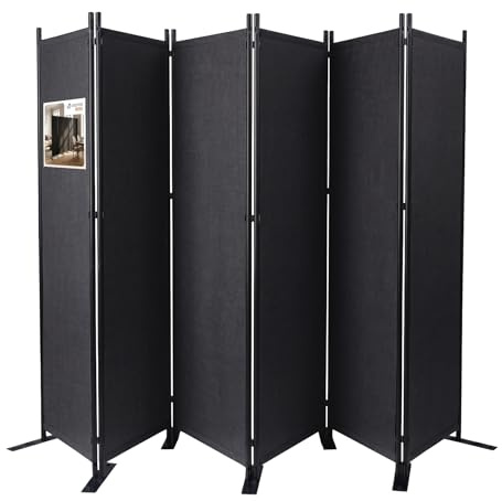 VOUNOT® Paravent Raumteiler 6 Teilig Freistehend Stoff Trennwand Klappbar Sichtschutz Stellwand für Balkon Wohnzimmer Schlafzimmer und Büro 340 x 30 x 164 cm Anthrazit
