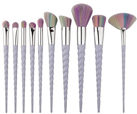 Lot de 10 pinceaux de maquillage En forme de sirène Cosmétique Fard à paupières Eyeliner Blush
