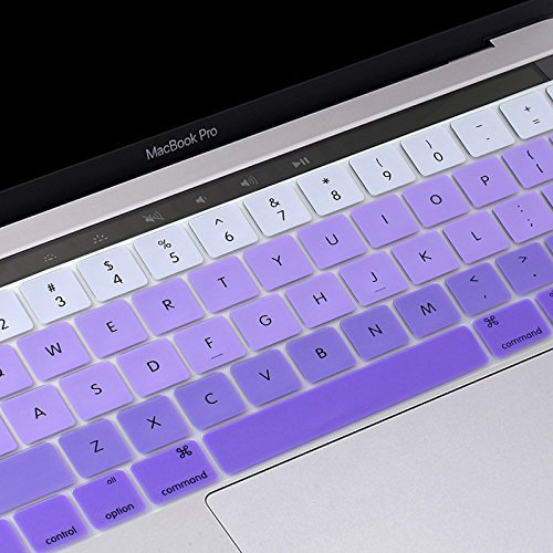 YMIX - Funda de teclado para modelos Touch Bar 2017 y 2016 MacBook Pro 13 (A1706) y MacBook Pro 15 (A1707) con Touch ID a prueba de polvo, funda de teclado de silicona a prueba de polvo, color morado