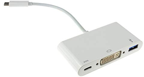 kenable USB 3.1 Type C to DVI USB Adapter & Type C Host with PD Function 15cm [Type C to DVI & USB 3.0 with PD]