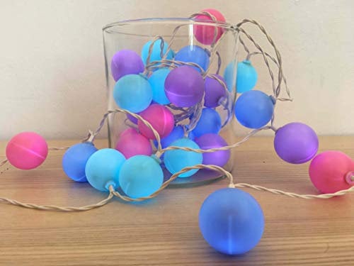 ëlopop Guirlande Lumineuse Intérieure I 30 Balles Multicolores Couleur Rose Bleu Violet I LED Blanc Chaud I Longueur de 3m50 I Déco Chambre Salon - ELUME