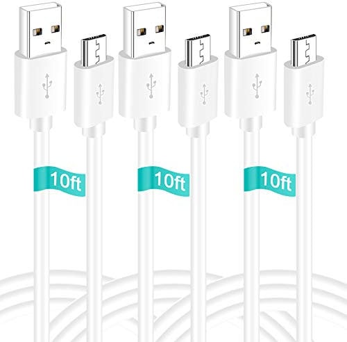 SIOCEN 3 Pack 10FT Micro USB Power Extension Cable Cord Compatible for Wyze Cam,WyzeCam Pan,YI Cam,YI Dome Home Camera,Kasa Cam,Oculus Go,Furbo Dog,Nest Cam,Blink,Security Cameras,USB Charging Wire