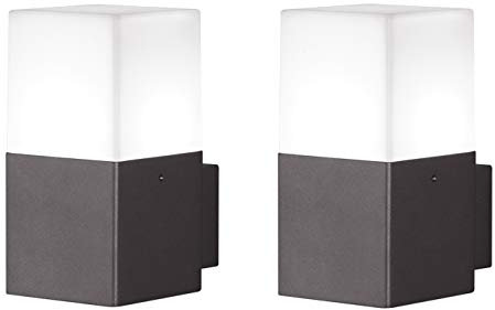 2-er Set eckige Außen-Wandleuchten in Anthrazit aus Aluminium, Höhe 17cm