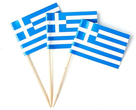 Lot de 100 petits cure-dents en forme de drapeau grec