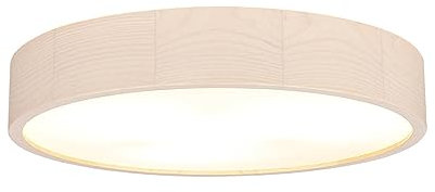 Licht-Erlebnisse Deckenlampe Glas Holz geweißt Treppenhaus Wohnzimmer Ø47 cm E27 rund blendarm gemütlich Modern 3-flammige Deckenleuchte Flur ARBARO