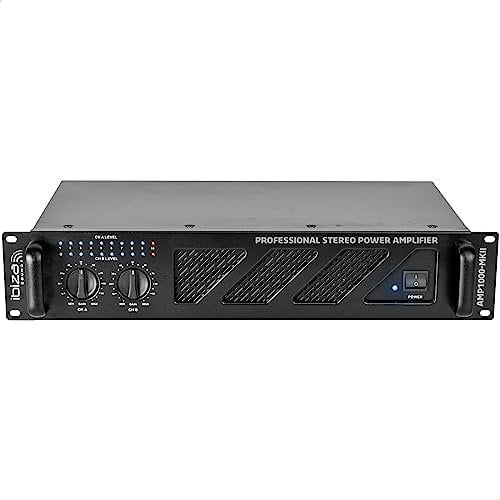 Ibiza - AMP1000-MKII - Amplificador PA profesional 2x800W con entradas RCA/Jack y salidas Speakon/Born - 19 Rackable - Negro