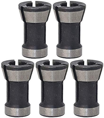 POFET 5 Stück Holzbearbeitung Hochpräziser Elektrofräser Fräser Spannzangenfutterkopf, Gravur Trimmen Schnitzmaschine Handwerkzeuge - 6mm