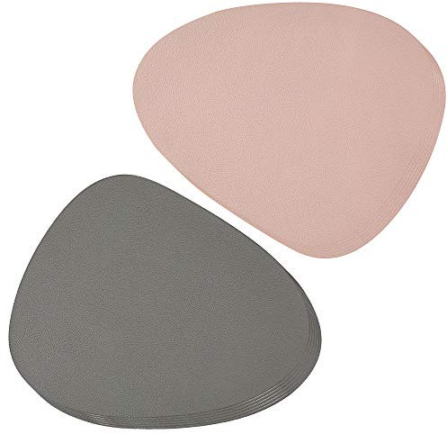 Platzmatte Apart 12er Set Tischset Curve-Design aus PVC zum Wenden 36 x 44 cm (1 x 12er Set Tischset grau/rosa)