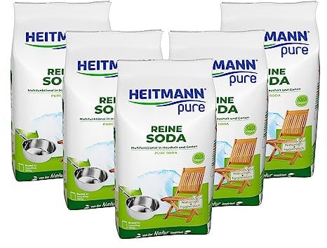 HEITMANN pure Reine Soda: Ökologischer Vielzweck-Reiniger für den Haushalt, Zugabe zu Spülmittel und Putzmittel, 5x 500g