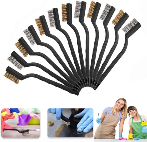 12 Piezas Cepillo de Limpieza, Multifuncional Cepillo Limpieza Hogar, Cepillo de Limpieza para Huecos, Cerdas Duras Cepillo y Cepillo de Limpieza de Tuberías, para Baño Cocina Ventanas