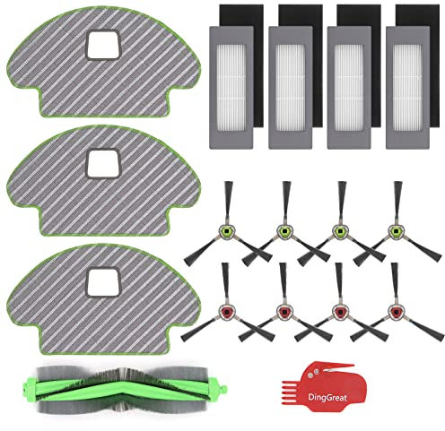 DingGreat Kit di Accessori di Ricambio per iRobot Roomba Combo 113 R113840 Robot Aspirapolvere - 1 Spazzola Principale, 8 Spazzole Laterali, 4 Filtro, 3 Panno di Pulizia, 1 Spazzola per la pulizia