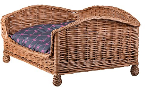e-wicker24 Canapé - Panier pour Chien en Osier avec Coussin,Corbeille pour Le Chien,
