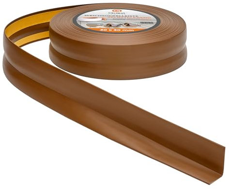 Quest Weichsockelleiste Selbstklebend - 30 mm x 30 mm - Knickleiste, Abschlussleiste für Küche, Badezimmer -Dichtungsband - PVC, Flexibel, Wasserdicht, Dekorativ - 10 Meter, Braun
