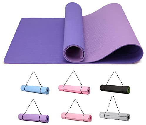 Good Nite Gymnastikmatte Yogamatte Fitnessmatte Rutschfest Trainingsmatte Sport Turn Matten Pilates Matte Bodenturnmatte Mit Tragegurt 183 x 61 x 0.6 cm(Dunkelviolett/Hellviolett)