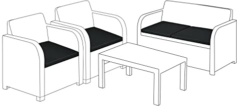 Gardenista Outdoor-Sitzkissen-Polster für Rattan-Möbel | Gartenmöbel Kissen für Carolina | wasserabweisend Patio Möbel Stuhl Polsterung | leicht und langlebig | 4 Stück (Schwarz)