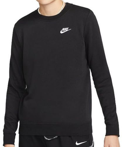 NIKE DQ5473-010 W NSW CLUB FLC CREW STD Sweatshirt Women's Black/White Size XL