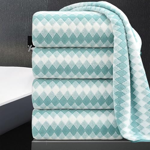 4 Piece Bath Towel Set Oversized Bath Sheet 35x70 Bathroom Towel Extra Large Towel Set Soft Highly Absorbent & Quick Dry Premium Bath Sheet for Bathroom 600GSM Shower Towel Spa Gym Hotel,Aqua