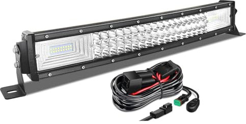 AUXTINGS 56 cm 270W Gebogen LED Lichtleiste Spot Zusatzscheinwerfer Flutlicht Spot LED Arbeitsleuchte mit 12V DT Kabelbaum Kit für JP Pickup Offroad Truck 4X4 ATV Bootsanhänger,wasserdicht