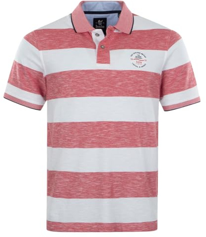 hajo Herren Poloshirt Riviera – 100% Baumwolle, Atmungsaktives Pikee-Shirt mit Zweiton-Flachstrickkragen, Ringel-Design & Bündchenabschlüssen – Stilvoll & Bequem