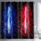 NTETSN Lichtschwert Schwert Duschvorhänge Blau Grün Tie Dye Stangentasche Thermo Spiel Thema Badezimmer Dekor Neon Abstrakt Schwarz Themed Design, Badezimmer-Dekor-Set mit Haken, 183 x 183 cm