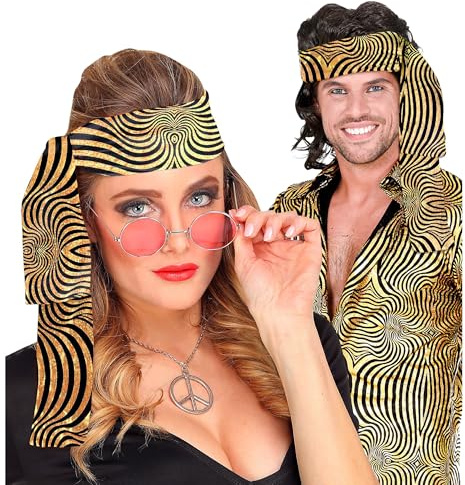 W WIDMANN MILANO Party Fashion - Fascia per capelli anni '60 e '70 | Fascia per capelli per costumi hippie / Flower Power, Carnevale, feste a tema, festival
