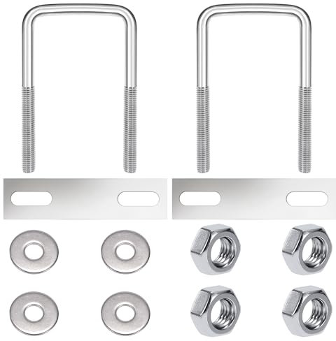 Bulloni a U Quadrato M8 Bulloni a U in Acciaio Inox con Dadi e Piastra Di Telaio per Tubo Dell'Acqua Fisso Barche Ancho interior 50 mm 2 Pezzi M8 50x100mm