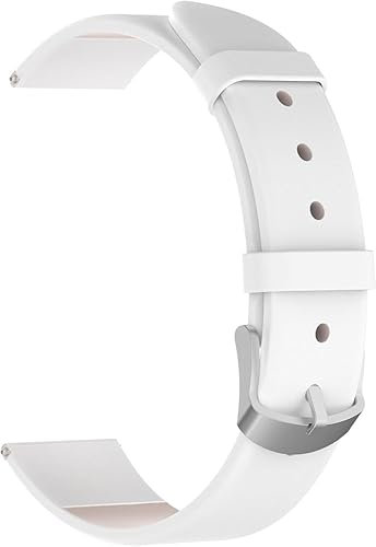 Armbänder für Withings Move ECG Armband Leder, Ersatzarmband Lederarmband Strap Handgelenk Band Zubehör Kompatibel mit Withings Move ECG Uhrenarmband(Weiß)