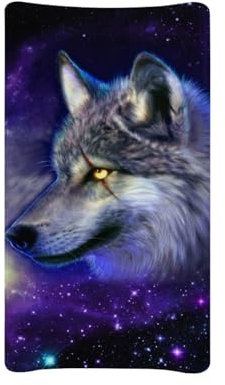 Wanyint Wickelunterlage mit Galaxie-Wolf-Aufdruck, neutrale Uni-Wickelunterlage, Musselin-Wickeltischauflage für 81,3 x 40,6 cm Wickelunterlagen