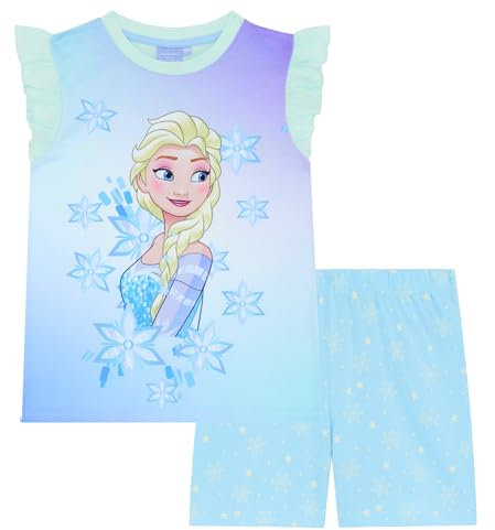 Disney Set Pigiama corto senza maniche Elsa Frozen, blu, 5-6 Anni