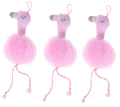 DOITOOL 6stücke Flamingo-förmige Badebälle Netzschwämme Für Badezimmer-poufs Und Peelings Rosa Badeblumen Für Sanfte Hautreinigung Und Pflege