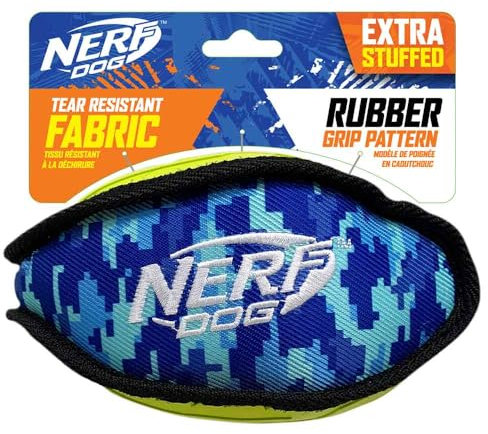 Nerf Dog Tuff Hundespielzeug aus Gummi, 17,8 cm, Nylon, Camouflage, Plüsch-Fußball, Grün/Blau