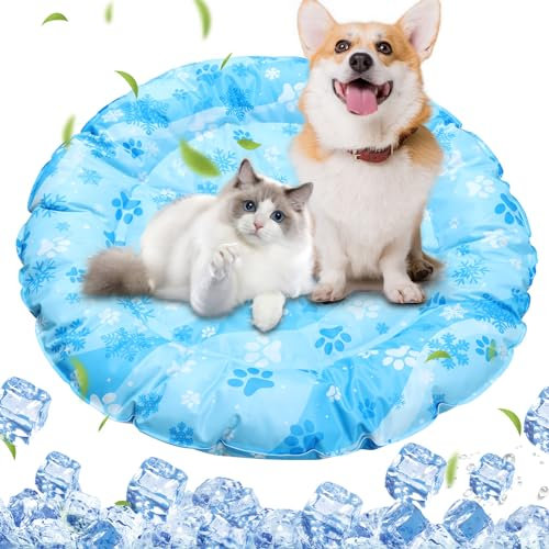 Aisuowa Kühlmatte für Katzen Hunde, Ungiftiges Kaltgelpad Kühlmatte Kratzfest Langlebiger Katzen Kühlmatte (hellblau, 40 * 60cm)