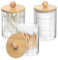 3 Stk Wattestäbchen Behälter, Wattepadspender, Wattepads Aufbewahrungsbox Wattestäbchen Spender Halter mit Bambusdeckel für Wohnzimmer Schlafzimmer Schminktisch Haargummi Make-up Bad Organizer