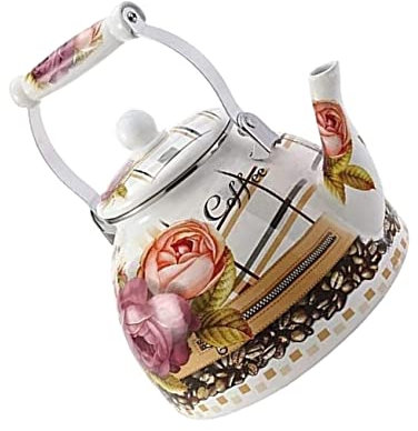1pc Bollitore smaltato Teiera fiorita Caffettiera turca Teiera smaltata vintage Teiera giapponese Piano cottura Bollitore per il tè Bollitore per caffè americano Teiera smaltata Acciaio inossidabil
