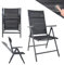 GARMIO® Gartenstuhl Florenz Schwarz, 7-Fach verstellbar, klappbar, inkl. höhenverstellbares Nackenkissen, für Terrasse oder Garten
