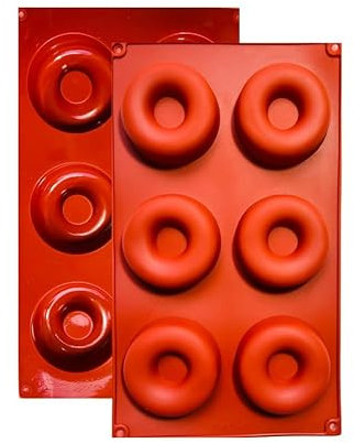 1 Moule en Silicone,1 Mini Moule Donut avec Revêtement Antiadhésif, Moule en Silicone Pâtisserie pour Muffins, Brownies, Gâteaux, Pudding, Glaçons, Gelée, Quiches (29 x 17 cm) – 6 cavités