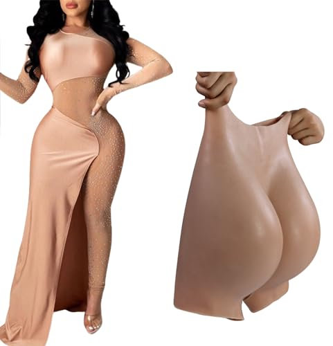 FSYH Silicone Butt Shapewear Panties False Hip Enhancer for Women Male to Female Underwear for Crossdressing Drag Queen,brown,Large