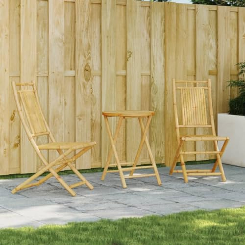 ShGaxin 3-TLG. Bistro-Set Bambus, Gartenset Tisch Und Stühle, Balkon Möbel Für Kleinen Balkon, Terrassenmöbel, Balkonset, Balkonmöbel - 3278534