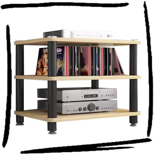 ILOOXI HiFi-Rack-AV-Regal Aus Holz & Stahl, 1/2/3/4-stufiger TV-Ständer, HiFi Regal, Audio Rack HiFi Regal(Yellow,3 Tier)