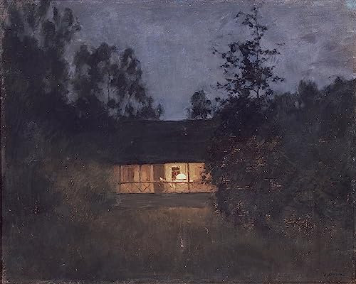 HCOTZHPY Pittura ad Olio Dipinti ad Olio su Tela Poster Parete Quadri Casa di campagna al crepuscolo di Isaak Ilyich Levitan per la Decorazione Della Parete 60x90cm