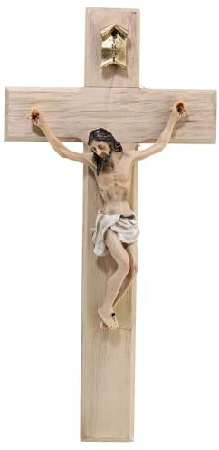 Holyart Crocefisso da Muro Resina e Legno 25x15 cm