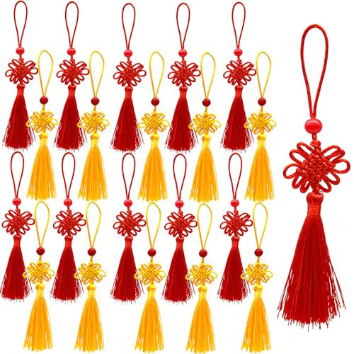 DHER 20 PCS nœud Chinois Gland Fait Main Pendentif nœud Chinois Gland Pendentif en Forme de Noeud Chinois pour la décoration de fêtes, l'artisanat, la Maison, Le Jardin, la Voiture (A, 12CM)