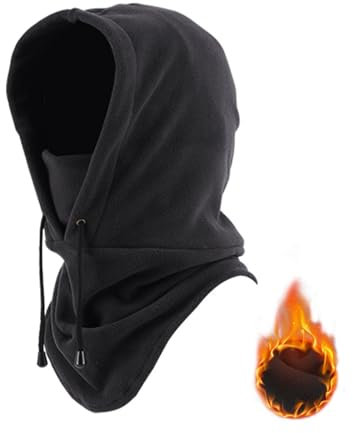 SEFIRST Cagoule Coupe-Vent Masque De Ski, Cagoule Polaire Hiver Multifonction, Chaud & Couvre-Visage Respirant pour Homme Femme, Masque Cache-Cou Neck Gaiter pour la moto Cyclisme, Noir, Taille unique