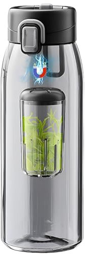 CHENGNAN Botella de Té con Tapa Magnética Filtros Taza de Té Portátil Taza de Té de Vidrio Infusor para Té de Hoja Suelta para Té Frinkers Black 1100ml