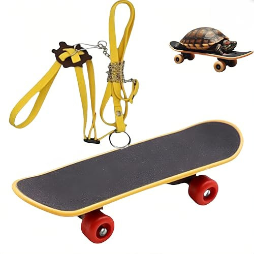 WizeFolk Skateboard für Schildkröten/Reptilien - Gelb, Spaßig, Tiergeschirr, Reptilien-spezifisches Design